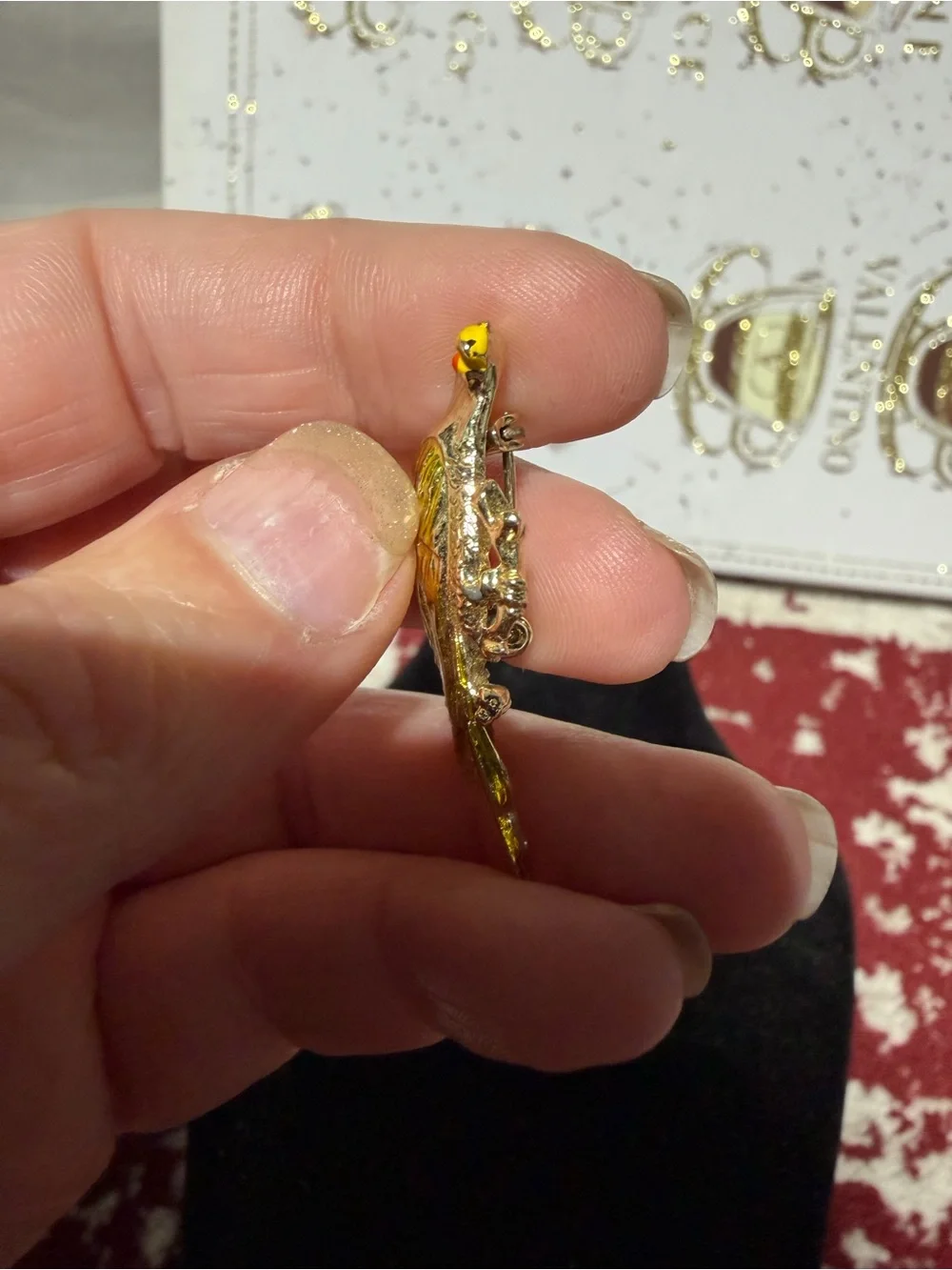 Vintage Gold Parrot Bird Brooch